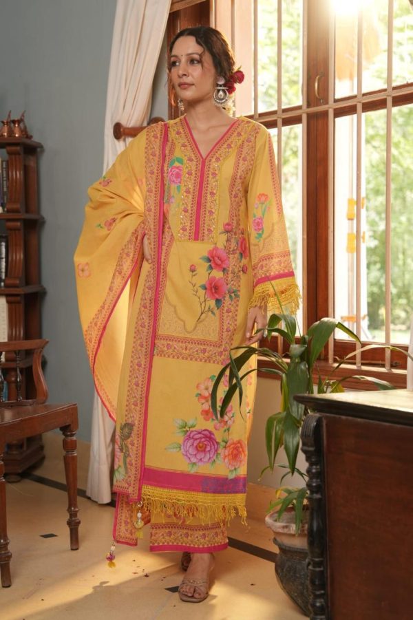 Radiant Bloom Palazzo Set with Dupatta - Image 10