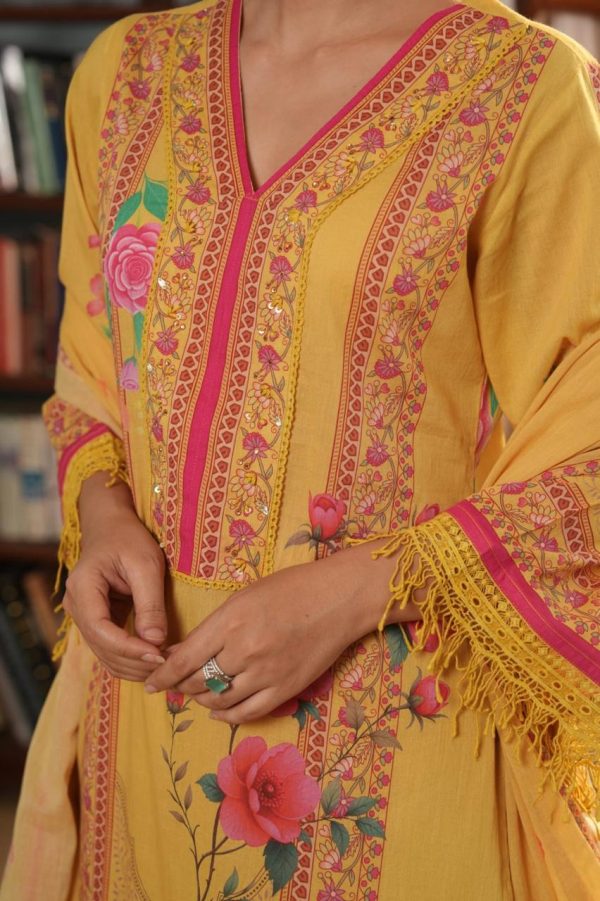 Radiant Bloom Palazzo Set with Dupatta - Image 3