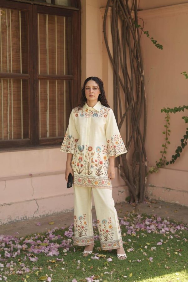 Botanical Bliss – Cream Floral Embroidered Co-ord Set - Image 3