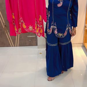 Embroidered Kurta & Sharara Set with Paisley Motifs